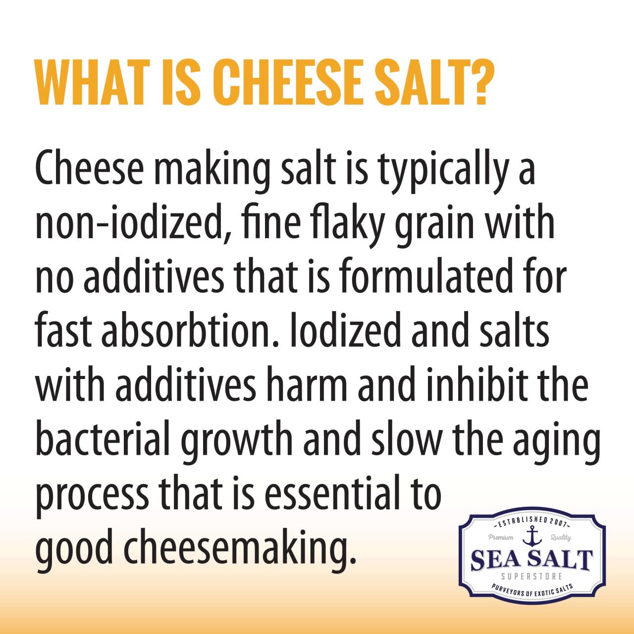 Cheesemaker Salt - All Natural, Non-Iodized Salt Cheesemaker Salt - All Natural, Non-Iodized Salt